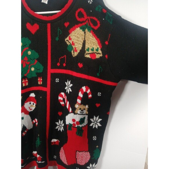 Nutcracker VTG Ugly Christmas Sweater 2X Snowman Tree Bell Stocking Candy Cane - Picture 3 of 8